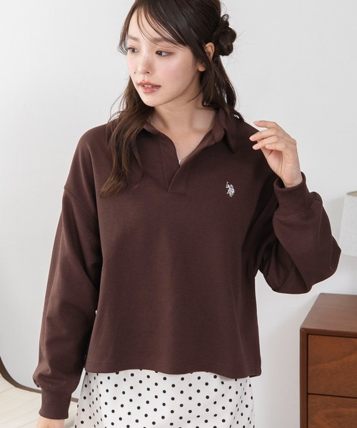 U.S. POLO ASSN.（ユーエスポロアッスン）の「WEGO/【26年秋冬新作】U.S.POLO ASSN.キーネックスウェット（スウェット・レディース・アイボリー/ブラウン/ネイビー・LARGE/MEDIUM）」の14枚目の写真