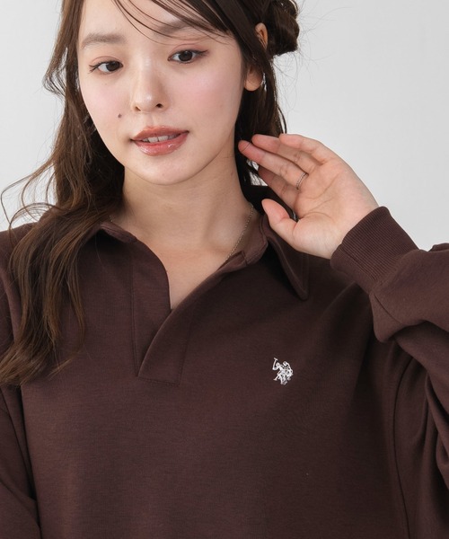 U.S. POLO ASSN.（ユーエスポロアッスン）の「WEGO/【26年秋冬新作】U.S.POLO ASSN.キーネックスウェット（スウェット・レディース・アイボリー/ブラウン/ネイビー・LARGE/MEDIUM）」の15枚目の写真