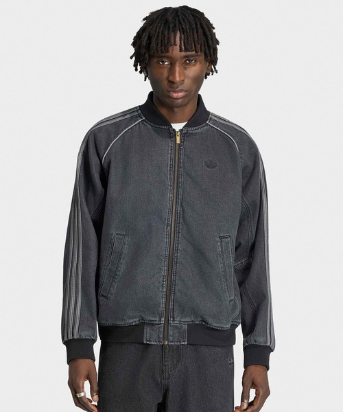 adidas neo(アディダスネオ)の「adidas/アディダス SST DENIM TRACK TOP スリーストライプ トレフォイル トラックトップ デニムジャケット メンズ ストリート スポーティ 2026年秋冬 秋服(デニムジャケット・メンズ・ブラック・M)」の3枚目の写真