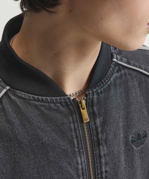 adidas neo(アディダスネオ)の「adidas/アディダス SST DENIM TRACK TOP スリーストライプ トレフォイル トラックトップ デニムジャケット メンズ ストリート スポーティ 2026年秋冬 秋服(デニムジャケット・メンズ・ブラック・M)」の8枚目の写真
