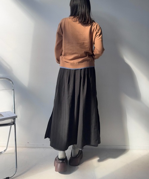 AS KNOW AS plus(アズノゥアズプラス)の「☆サイドボタンレイヤードロングスカート(スカート・レディース・グレー系/ブラック系1/レッド系/ブラック系・FREE)」の18枚目の写真
