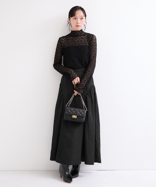 le cercle ADAM ET ROPE'(ルセルクルアダムエロペ)の「シャーリングスカート(スカート・レディース・チャコールグレー/ダークブラウン・FREE)」の7枚目の写真