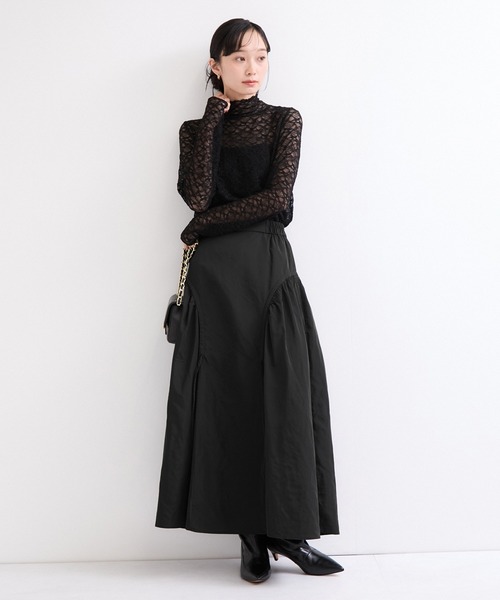 le cercle ADAM ET ROPE'(ルセルクルアダムエロペ)の「シャーリングスカート(スカート・レディース・チャコールグレー/ダークブラウン・FREE)」の8枚目の写真