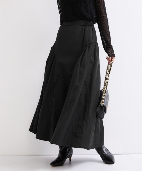 le cercle ADAM ET ROPE'(ルセルクルアダムエロペ)の「シャーリングスカート(スカート・レディース・チャコールグレー/ダークブラウン・FREE)」の9枚目の写真