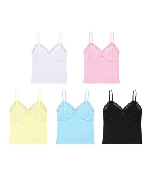 WAVEGIRL(ウェーブガール)の「サマーレースノースリーブ(5色)(Tシャツ/カットソー・レディース・ホワイト/ブラック/ライトイエロー/PINK/ミント・FREE)」の8枚目の写真