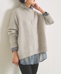 FOXウール後ろ釦ハイネックニット