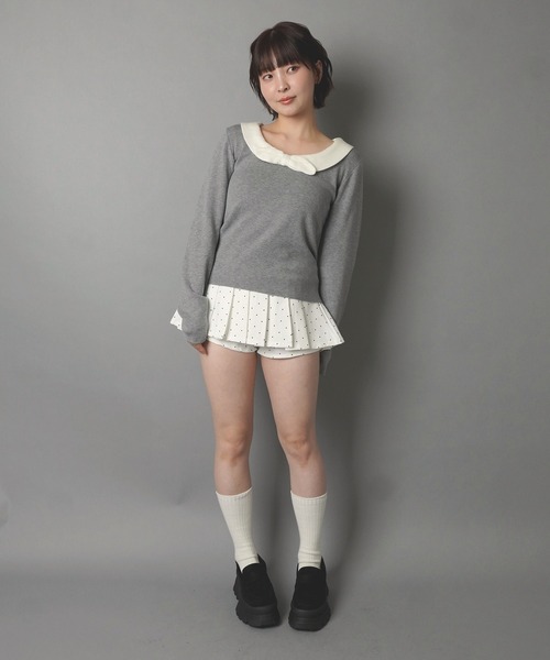 SPINNS(スピンズ)の「丸襟リボンニット/韓国ガーリー(ニット/セーター・レディース・ピンク/グレー/チャコール・ONESIZE)」の10枚目の写真
