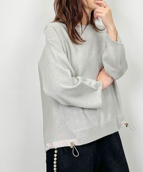 PICCIN(ピッチン)の「裾ドロスト切り替えニット(ニット/セーター・レディース・グレー/レッド/チャコールグレー・M)」の12枚目の写真