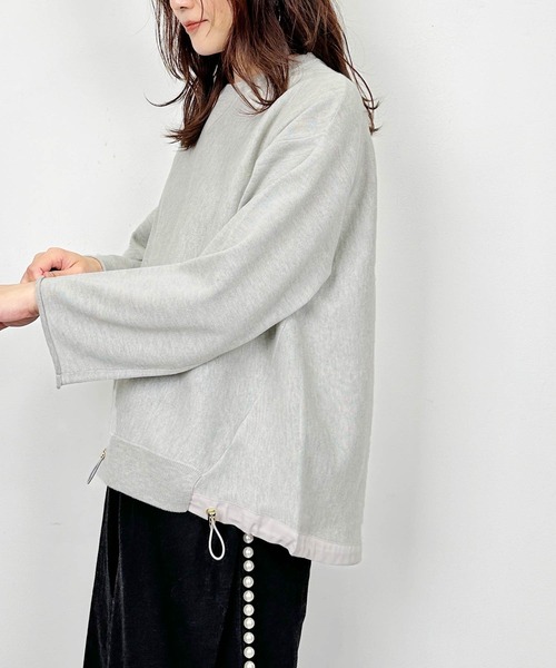 PICCIN(ピッチン)の「裾ドロスト切り替えニット(ニット/セーター・レディース・グレー/レッド/チャコールグレー・M)」の14枚目の写真