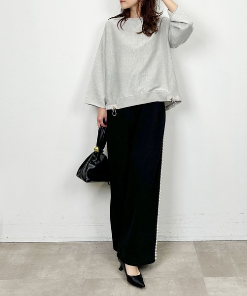 PICCIN(ピッチン)の「裾ドロスト切り替えニット(ニット/セーター・レディース・グレー/レッド/チャコールグレー・M)」の15枚目の写真