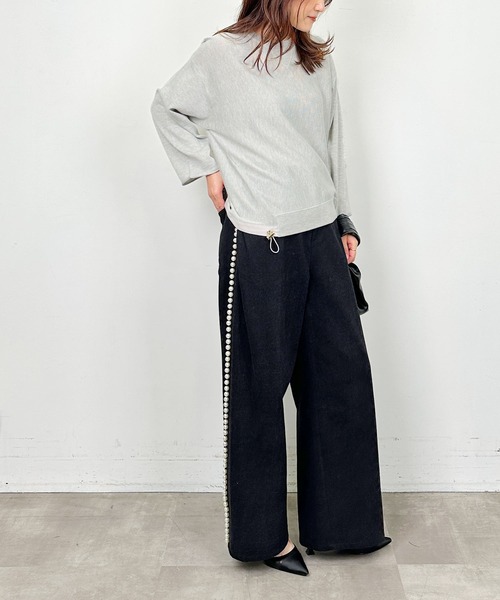 PICCIN(ピッチン)の「裾ドロスト切り替えニット(ニット/セーター・レディース・グレー/レッド/チャコールグレー・M)」の16枚目の写真