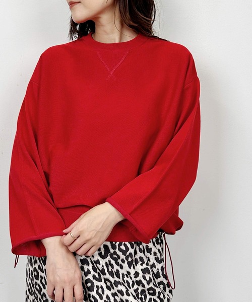 PICCIN(ピッチン)の「裾ドロスト切り替えニット(ニット/セーター・レディース・グレー/レッド/チャコールグレー・M)」の18枚目の写真