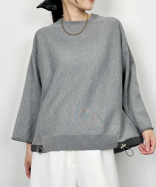 PICCIN(ピッチン)の「裾ドロスト切り替えニット(ニット/セーター・レディース・グレー/レッド/チャコールグレー・M)」の7枚目の写真