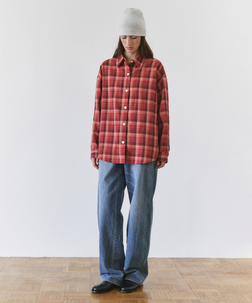 SIYAZU（シヤジュ）の「SITP5311 ウォッシュドチェック シャツジャケット_Red（シャツ/ブラウス・レディース・レッド・FREE）」の2枚目の写真