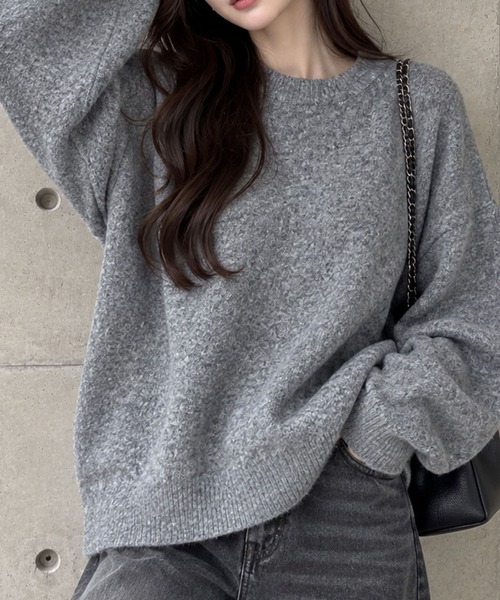GLAMOROUS JANE(グラマラスジェーン)の「ミックスニットクルーネックプルオーバー(ニット/セーター・レディース・杢グレー/ピンク/オフホワイト/チャコールグレー・FREE)」の4枚目の写真