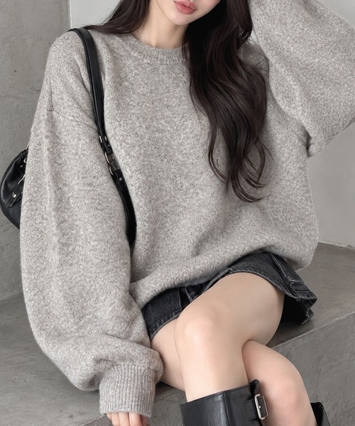 GLAMOROUS JANE(グラマラスジェーン)の「ミックスニットクルーネックプルオーバー(ニット/セーター・レディース・杢グレー/ピンク/オフホワイト/チャコールグレー・FREE)」の2枚目の写真