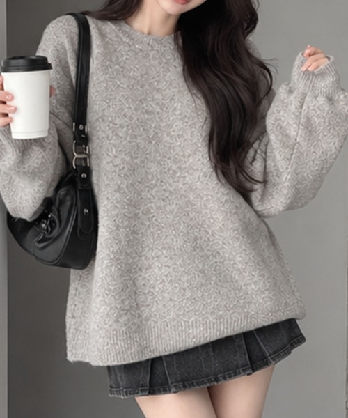 GLAMOROUS JANE(グラマラスジェーン)の「ミックスニットクルーネックプルオーバー(ニット/セーター・レディース・杢グレー/ピンク/オフホワイト/チャコールグレー・FREE)」の19枚目の写真