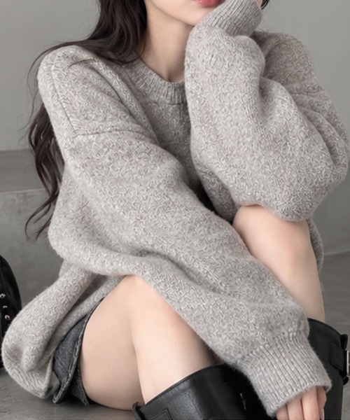 GLAMOROUS JANE(グラマラスジェーン)の「ミックスニットクルーネックプルオーバー(ニット/セーター・レディース・杢グレー/ピンク/オフホワイト/チャコールグレー・FREE)」の22枚目の写真