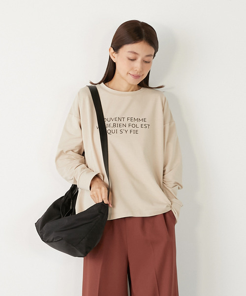 MELROSE claire(メルローズ クレール)の「【ミニ裏毛ラバープリントカットプルオーバー】(Tシャツ/カットソー・レディース・ブラック/カーキ/オフホワイト/ライトベージュ・FREE)」の3枚目の写真