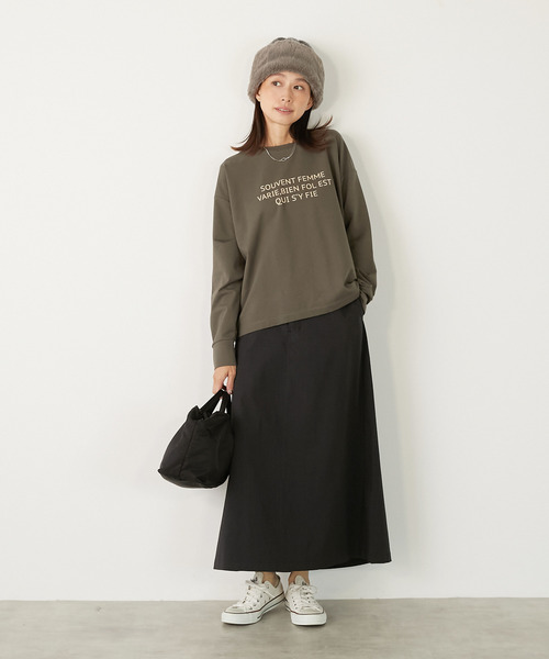 MELROSE claire(メルローズ クレール)の「【ミニ裏毛ラバープリントカットプルオーバー】(Tシャツ/カットソー・レディース・ブラック/カーキ/オフホワイト/ライトベージュ・FREE)」の10枚目の写真