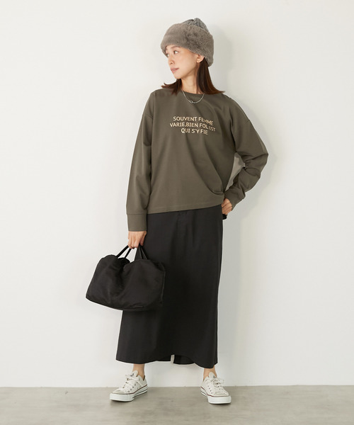 MELROSE claire(メルローズ クレール)の「【ミニ裏毛ラバープリントカットプルオーバー】(Tシャツ/カットソー・レディース・ブラック/カーキ/オフホワイト/ライトベージュ・FREE)」の11枚目の写真