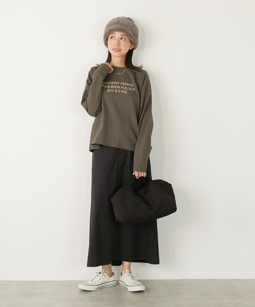 MELROSE claire(メルローズ クレール)の「【ミニ裏毛ラバープリントカットプルオーバー】(Tシャツ/カットソー・レディース・ブラック/カーキ/オフホワイト/ライトベージュ・FREE)」の17枚目の写真
