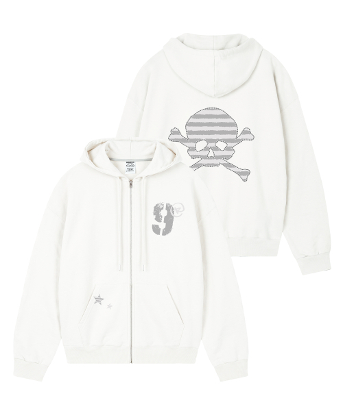 GRAVER（グレーバー）の「[UNISEX]BONEY ジップアップパーカー_2color（パーカー・レディース・ホワイト/ブラック・MEDIUM/LARGE）」の3枚目の写真
