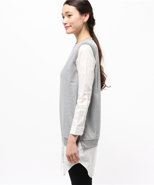 LBC（エルビーシー）の「ミニ裏毛ベストxシャツチュニック（シャツ/ブラウス・レディース・ネイビー/アッシュグレー・LARGE/MEDIUM）」の5枚目の写真