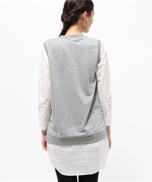 LBC（エルビーシー）の「ミニ裏毛ベストxシャツチュニック（シャツ/ブラウス・レディース・ネイビー/アッシュグレー・LARGE/MEDIUM）」の6枚目の写真