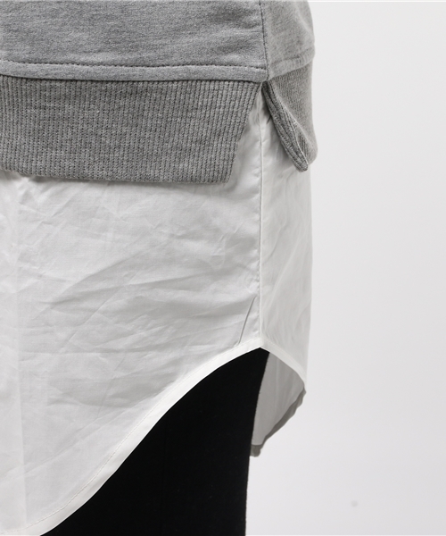 LBC（エルビーシー）の「ミニ裏毛ベストxシャツチュニック（シャツ/ブラウス・レディース・ネイビー/アッシュグレー・LARGE/MEDIUM）」の3枚目の写真