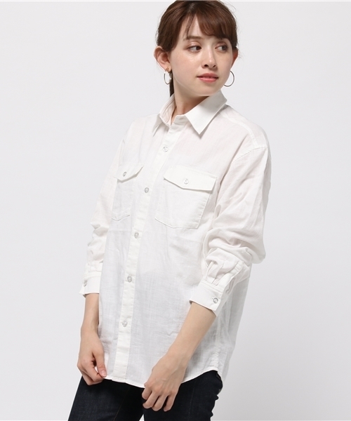 SLY(スライ)の「SOFT MILITARY SH(シャツ/ブラウス・レディース・ベージュ/カーキ/ホワイト・FREE)」の1枚目の写真