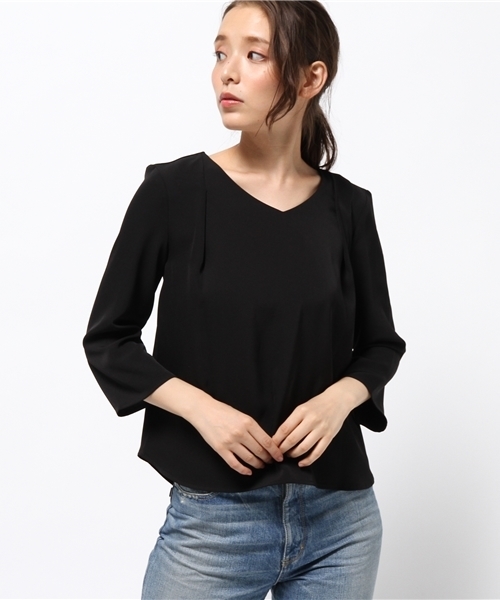 N.(N. Natural Beauty Basic)(エヌエヌナチュラルビューティーベーシック)の「ダブルクロスタックドレープブラウス(シャツ/ブラウス・レディース・ホワイト/ブラウン/ブラック/グレー系その他・MEDIUM)」の20枚目の写真
