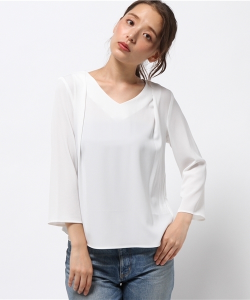 N.(N. Natural Beauty Basic)(エヌエヌナチュラルビューティーベーシック)の「ダブルクロスタックドレープブラウス(シャツ/ブラウス・レディース・ホワイト/ブラウン/ブラック/グレー系その他・MEDIUM)」の11枚目の写真