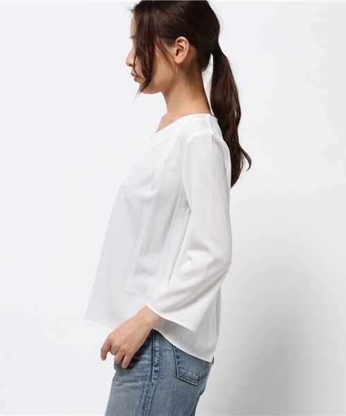 N.(N. Natural Beauty Basic)(エヌエヌナチュラルビューティーベーシック)の「ダブルクロスタックドレープブラウス(シャツ/ブラウス・レディース・ホワイト/ブラウン/ブラック/グレー系その他・MEDIUM)」の6枚目の写真