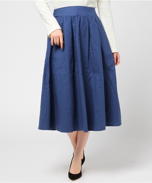 rovtski（ロフトスキー）の「フロントタックスカート（スカート・レディース・グリーン/ベージュ/ネイビー・FREE）」の3枚目の写真