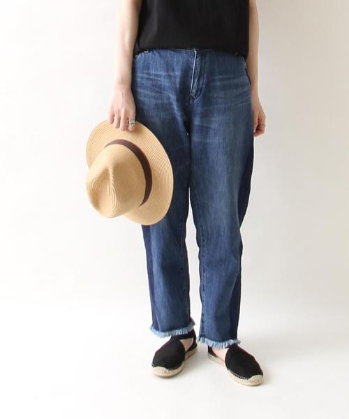 coen(コーエン)の「USAコットンフレイドヘムイージーデニムパンツ(デニムパンツ・レディース・コバルトブルー・LARGE/MEDIUM)」の1枚目の写真