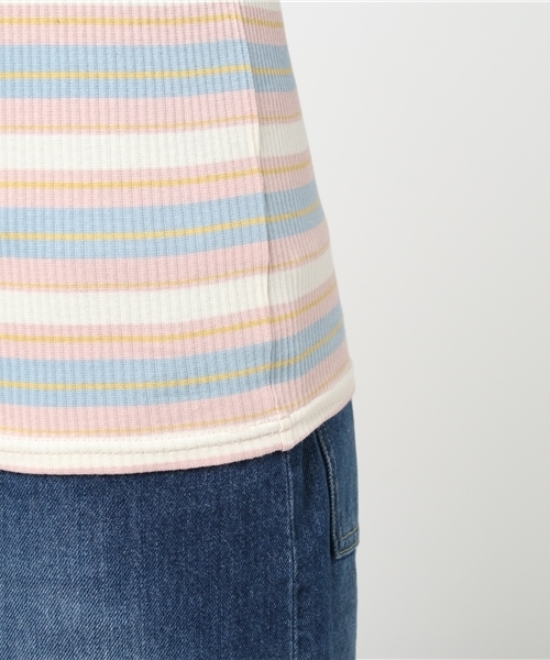 VENCEEXCHANGE(ヴァンスエクスチェンジ)の「マルチボーダーオフショル7分袖 (ニット/セーター・レディース・ピンク/イエロー/ネイビー・MEDIUM)」の9枚目の写真