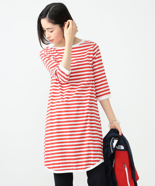 BEAMS BOY（ビームスボーイ）の「BEAMS BOY / 1cmボーダー 7分袖ワンピース（ワンピース・レディース・ブラック/ブラウン/ブルー系その他/グリーン/サックスブルー/レッド系その他/イエロー/ミント/ブルー/その他1/ネイビー/ブラック系その他/インディゴブルー・ONE SIZE）」の20枚目の写真