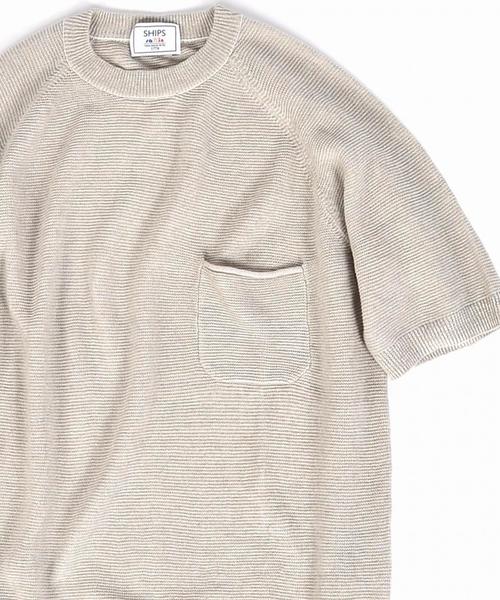 SHIPS(シップス)の「SC: 17SS "SAFILIN" リネン ニット Tシャツ■(Tシャツ/カットソー・メンズ・ベージュ/ネイビー/グリーン/グレー/ピンク/ブルー/ライトカーキ・SMALL/X-LARGE/MEDIUM/LARGE)」の5枚目の写真