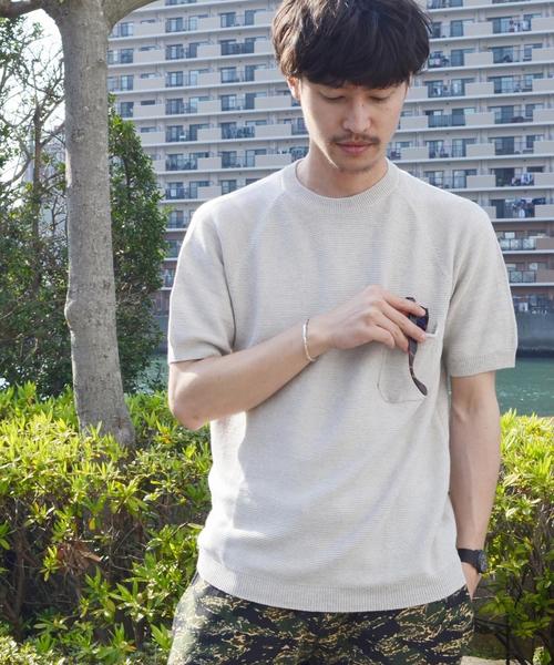 SHIPS(シップス)の「SC: 17SS "SAFILIN" リネン ニット Tシャツ■(Tシャツ/カットソー・メンズ・ベージュ/ネイビー/グリーン/グレー/ピンク/ブルー/ライトカーキ・SMALL/X-LARGE/MEDIUM/LARGE)」の3枚目の写真