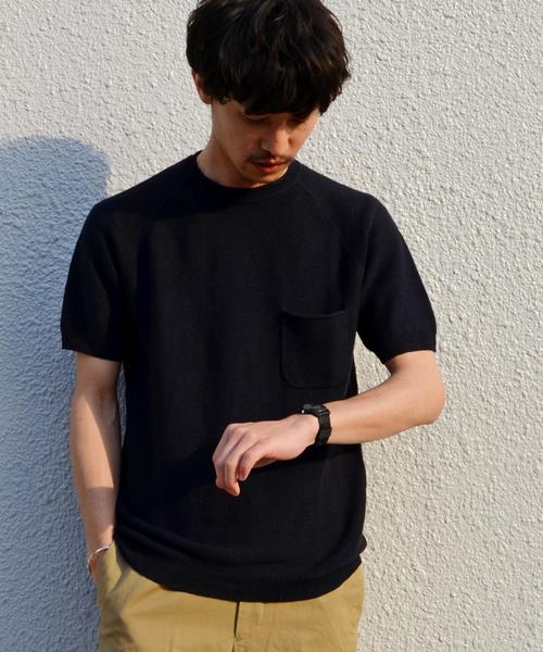 SHIPS(シップス)の「SC: 17SS "SAFILIN" リネン ニット Tシャツ■(Tシャツ/カットソー・メンズ・ベージュ/ネイビー/グリーン/グレー/ピンク/ブルー/ライトカーキ・SMALL/X-LARGE/MEDIUM/LARGE)」の1枚目の写真