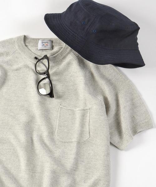 SHIPS(シップス)の「SC: 17SS "SAFILIN" リネン ニット Tシャツ■(Tシャツ/カットソー・メンズ・ベージュ/ネイビー/グリーン/グレー/ピンク/ブルー/ライトカーキ・SMALL/X-LARGE/MEDIUM/LARGE)」の2枚目の写真