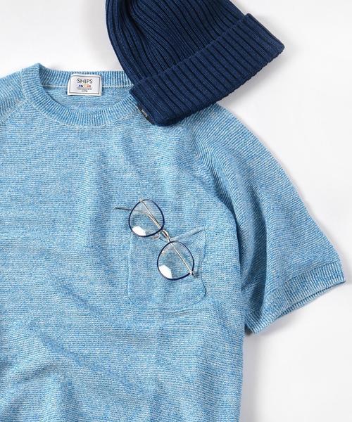 SHIPS(シップス)の「SC: 17SS "SAFILIN" リネン ニット Tシャツ■(Tシャツ/カットソー・メンズ・ベージュ/ネイビー/グリーン/グレー/ピンク/ブルー/ライトカーキ・SMALL/X-LARGE/MEDIUM/LARGE)」の6枚目の写真