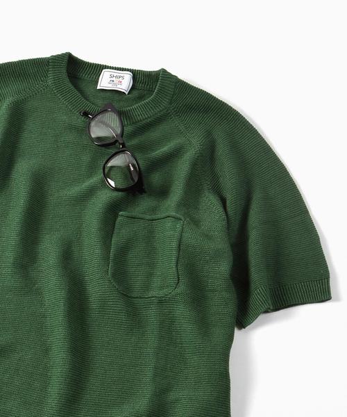 SHIPS(シップス)の「SC: 17SS "SAFILIN" リネン ニット Tシャツ■(Tシャツ/カットソー・メンズ・ベージュ/ネイビー/グリーン/グレー/ピンク/ブルー/ライトカーキ・SMALL/X-LARGE/MEDIUM/LARGE)」の4枚目の写真