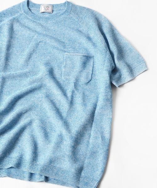 SHIPS(シップス)の「SC: 17SS "SAFILIN" リネン ニット Tシャツ■(Tシャツ/カットソー・メンズ・ベージュ/ネイビー/グリーン/グレー/ピンク/ブルー/ライトカーキ・SMALL/X-LARGE/MEDIUM/LARGE)」の20枚目の写真