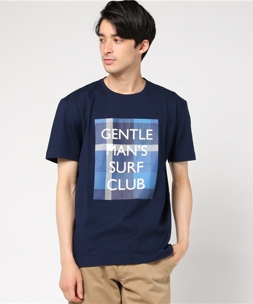 BLACK LABEL CRESTBRIDGE（ブラックレーベル・クレストブリッジ）の「CHECK&LOGOプリントT（Tシャツ/カットソー・メンズ・オフホワイト/ライトブルー/ネイビー・L/M）」の3枚目の写真