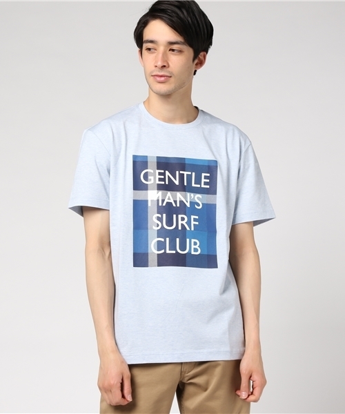 BLACK LABEL CRESTBRIDGE（ブラックレーベル・クレストブリッジ）の「CHECK&LOGOプリントT（Tシャツ/カットソー・メンズ・オフホワイト/ライトブルー/ネイビー・L/M）」の2枚目の写真