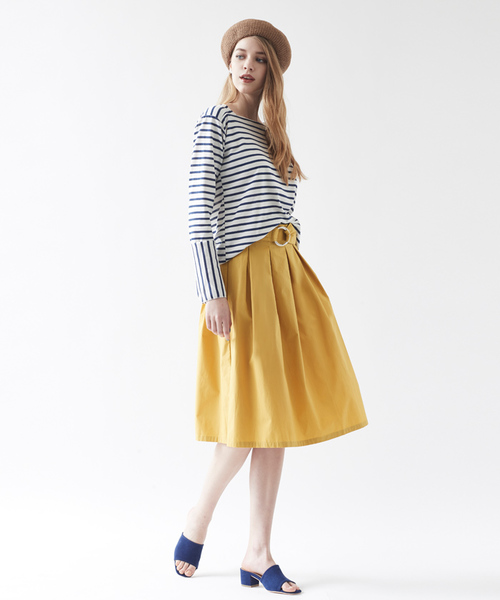 titivate（ティティベイト）の「ｻｯｼｭﾍﾞﾙﾄ付きﾀｲﾌﾟﾗｲﾀｰｽｶｰﾄ（スカート・レディース・マスタード/ピンク/グリーン/ネイビー・M）」の4枚目の写真