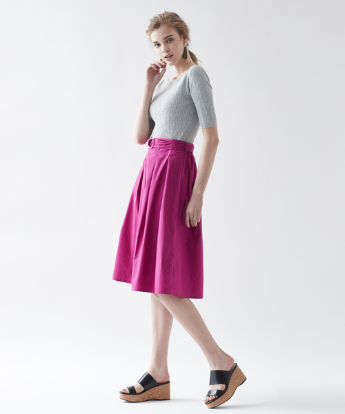 titivate（ティティベイト）の「ｻｯｼｭﾍﾞﾙﾄ付きﾀｲﾌﾟﾗｲﾀｰｽｶｰﾄ（スカート・レディース・マスタード/ピンク/グリーン/ネイビー・M）」の17枚目の写真