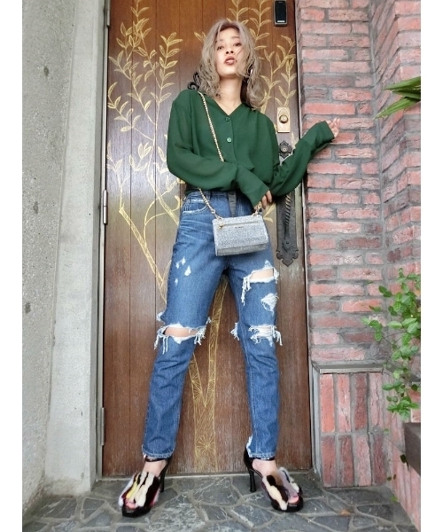 EVRIS（エヴリス）の「シースルーシフォンルーズシャツ（シャツ/ブラウス・レディース・ブラック/グリーン/ブラウン/その他1・FREE）」の18枚目の写真